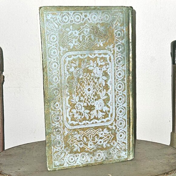 Antique 1856 French Gilded Cartonnage Book Decorative Gilt Romantic Cardboard - Picture 2 of 10